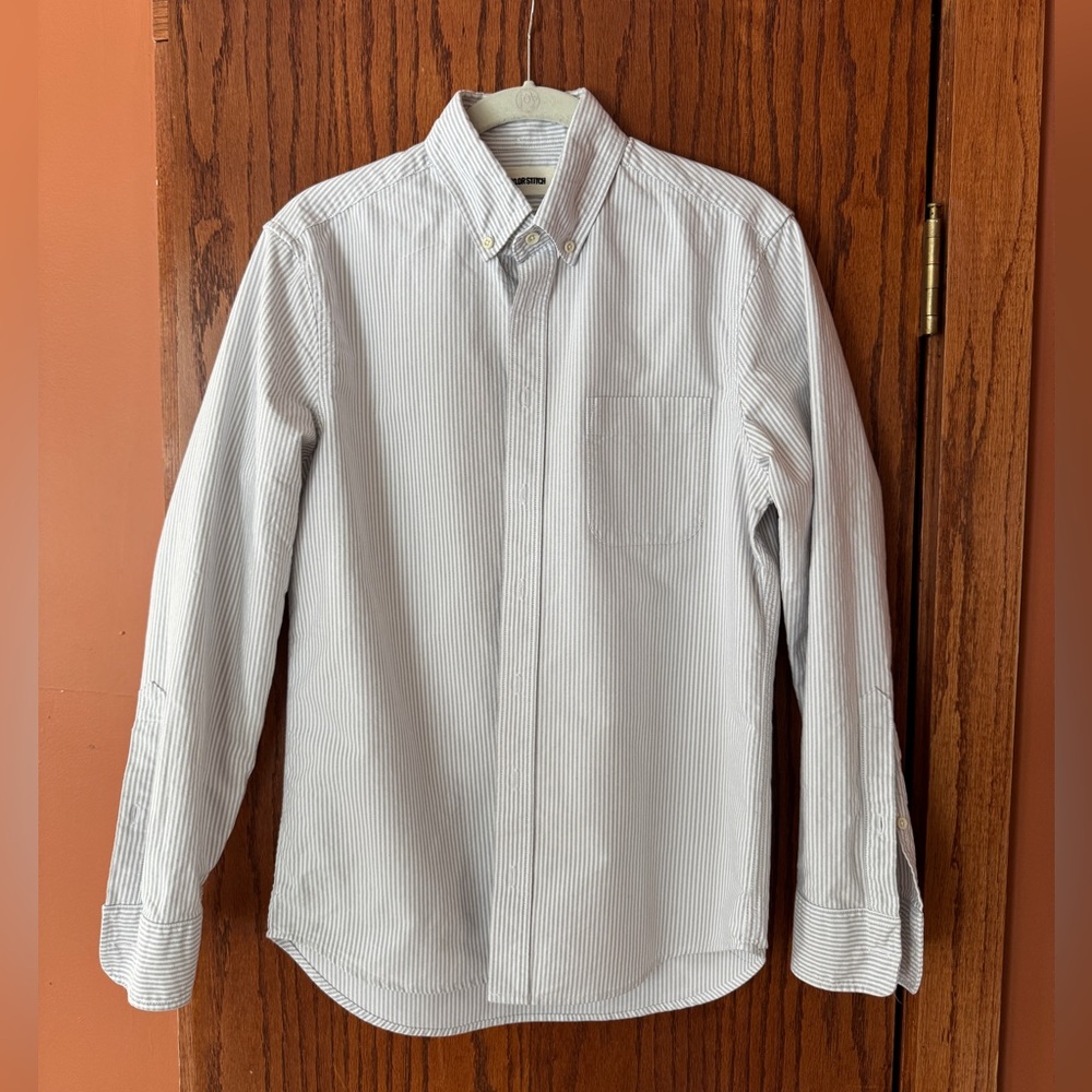 Taylor Stitch “The Jack” Grey Striped Oxford Shirt